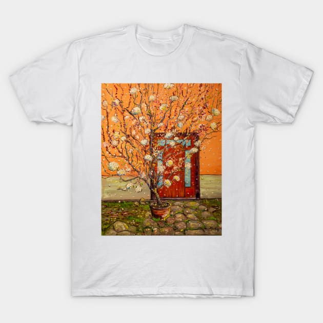 Blooming tree in front of the door. Castello de Empuries T-Shirt by NataliaShchip